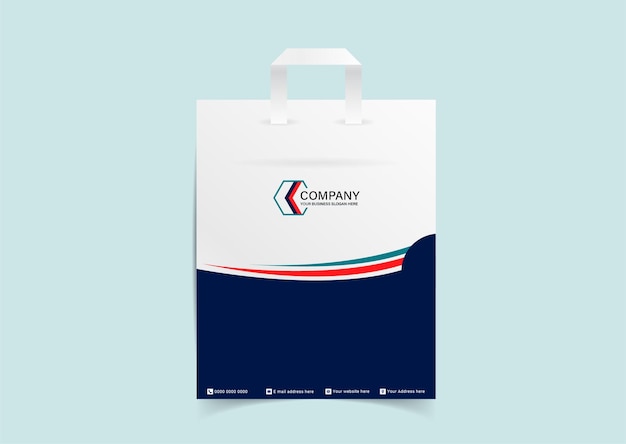 Профессиональный и современный корпоративный бизнес дизайн шаблона сумки для покупок с синим и красным цветом