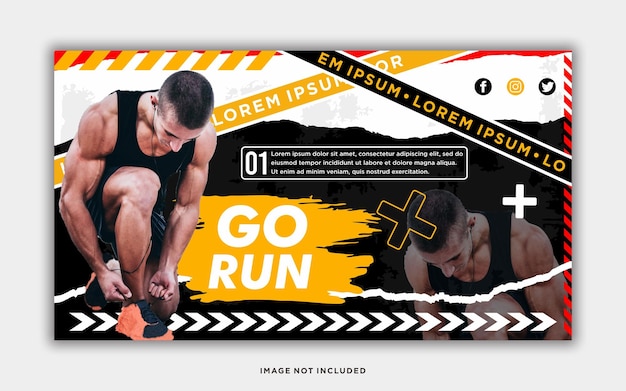 Professional athlete flyer social media post template orange white background