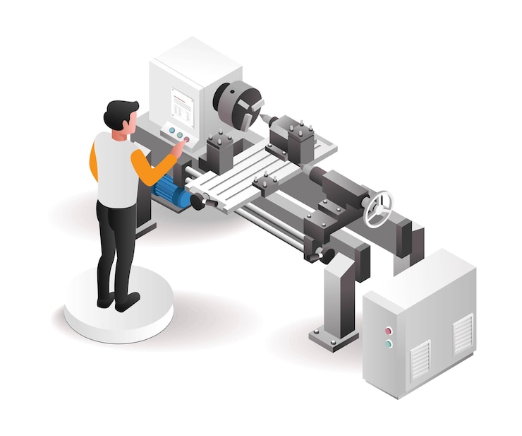 Vector professional automatic cnc lathe machine operator