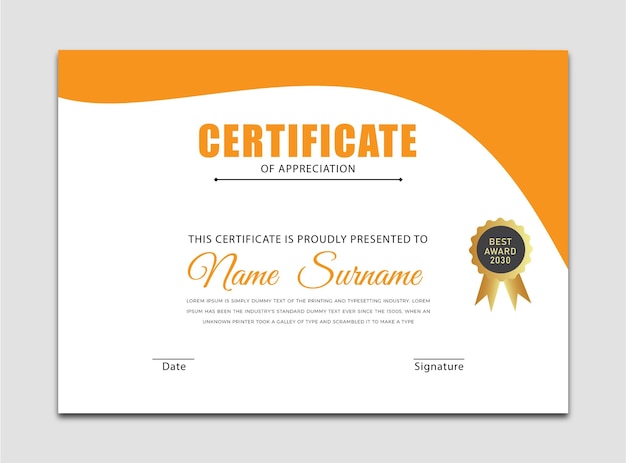 professional award certificate
