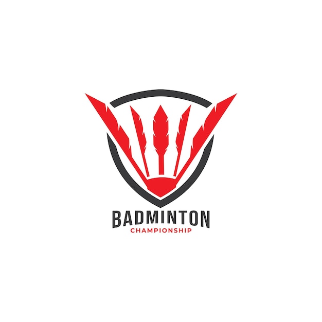 Vettore logo del campionato della squadra sportiva di badminton professionale.