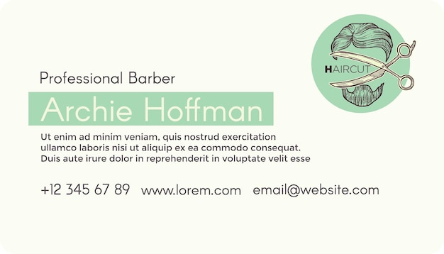 Professional barber service business card vector