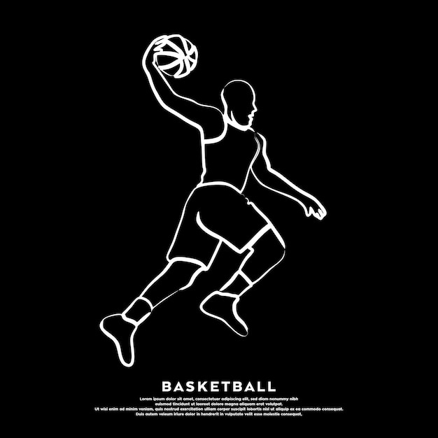 Professional basketball player slam dunk a ball isolated on black background