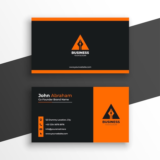 professional black and orange modern business card design template