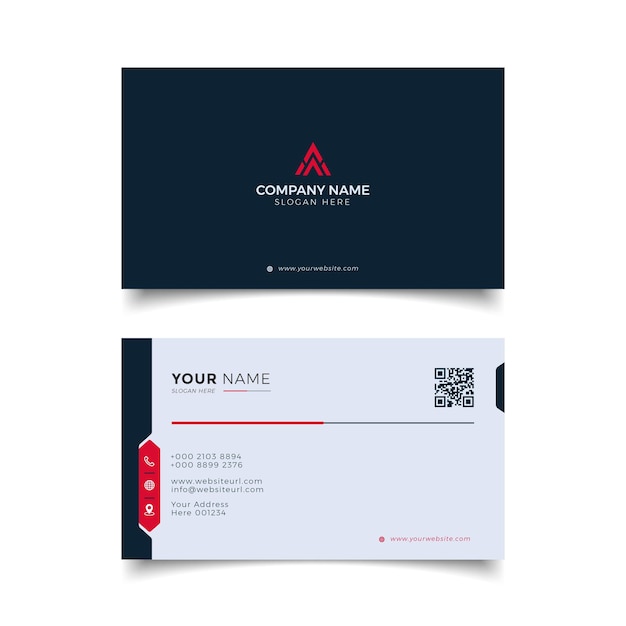 Professional black and red modern business card design template