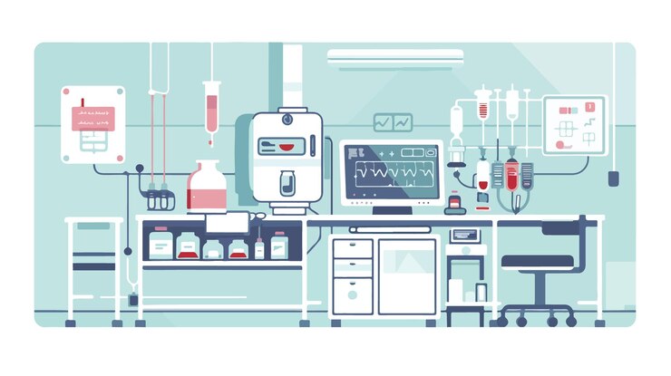 Vector professional blood transfusion vector illustration for medical use