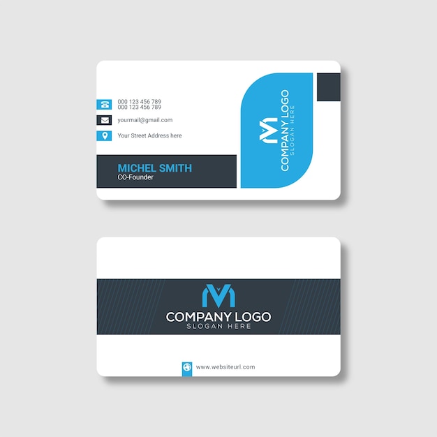 Vector professional blue and black color business card design