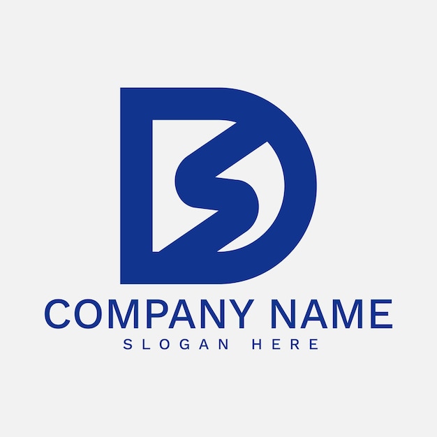 Vettore modello professionale di design del logo blue letter ds e sd