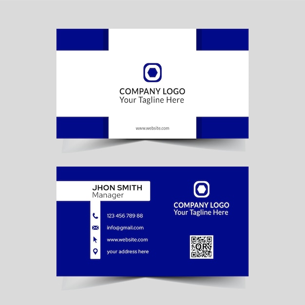 Professional blue and white business card template