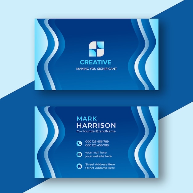 Professional blue and white modern business card design