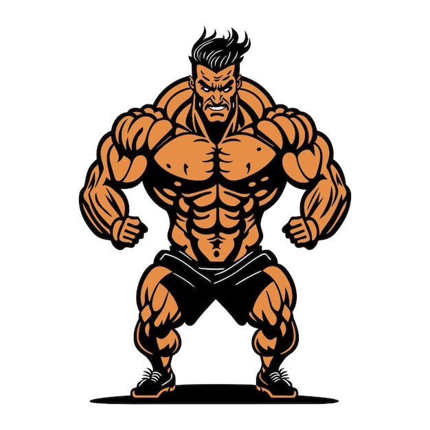 Professional Body Builder Vector Illustration Body Builder Cartoon Character Illustration