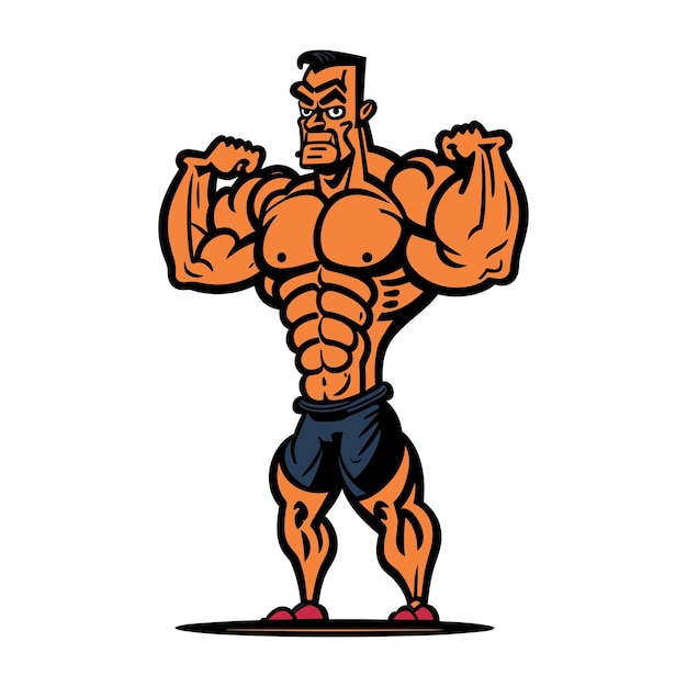 Professional Body Builder Vector Illustration Body Builder Cartoon Character Illustration