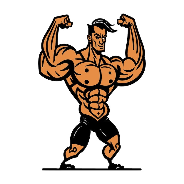 Professional Body Builder Vector Illustration Body Builder Cartoon Character Illustration