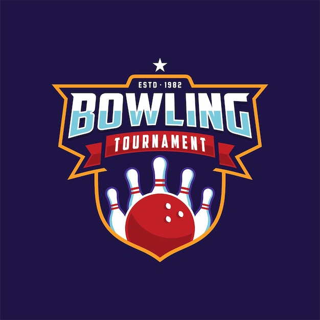 professional bowling tournament badge logo design