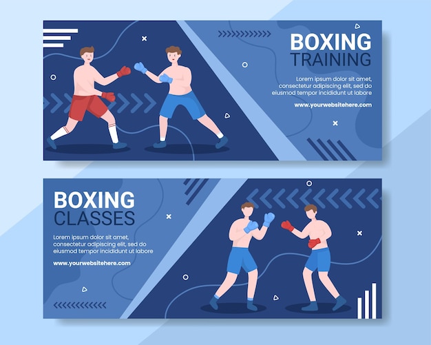 Professional boxing banner template cartoon background vector illustration