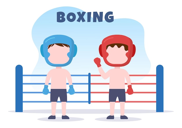 Vettore sport di boxe professionistico che indossa attrezzature durante la competizione pratica o pratica nell'illustrazione