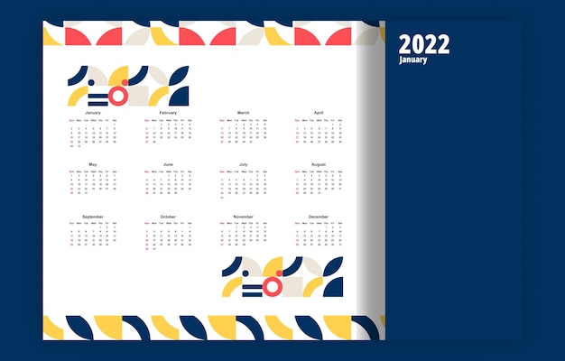 Professional business 2022 calendar in geometric style