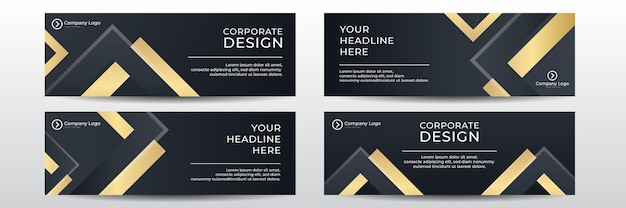 Vector professional business banners with image space in gold and black color. luxury banner template