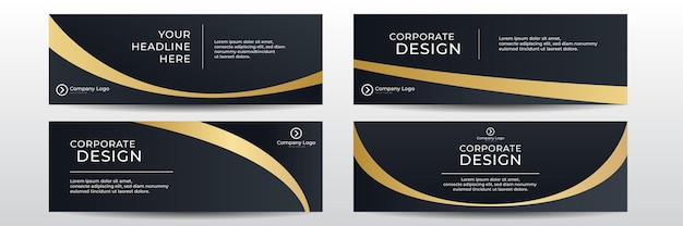 Профессиональные бизнес-баннеры с пространством для изображений в золотом и черном цвете. шаблон роскошного баннера
