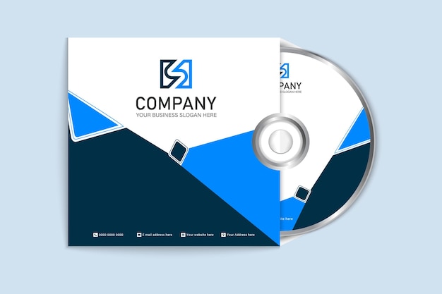 professional business blue cd cover and label template