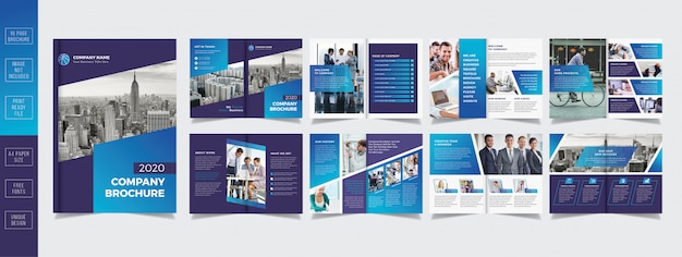 Vector professional business brochure design 16 pages