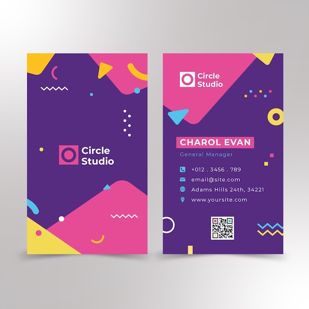 professional business card design and memphis business card premium vector