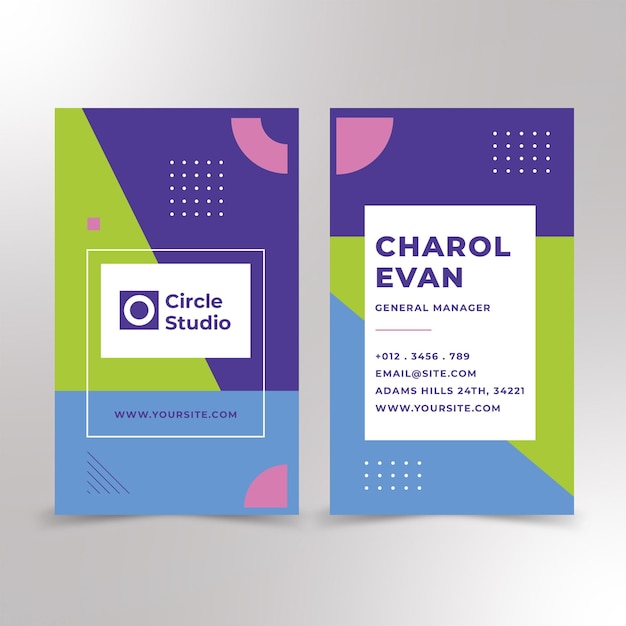 professional business card design and memphis business card premium vector