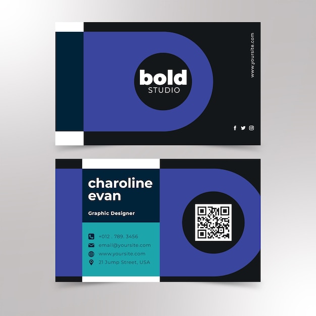 Vector professional business card design and memphis business card premium vector