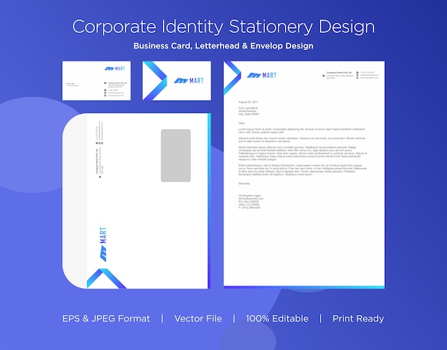 professional business card, letterhead and envelop design template