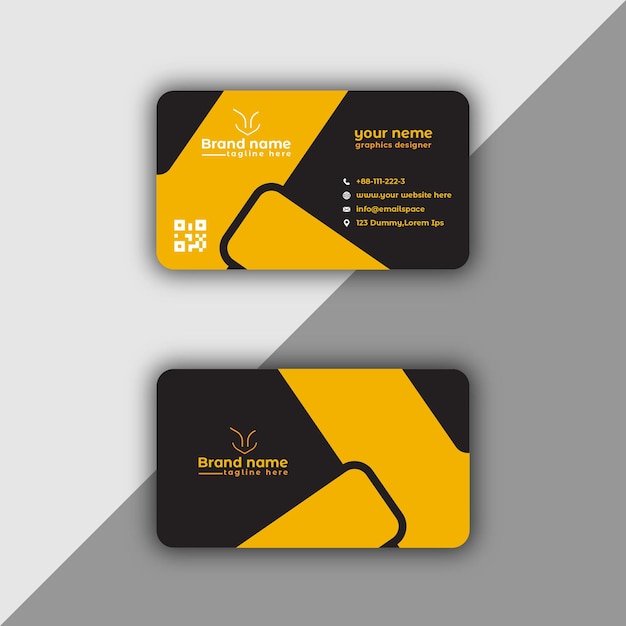 Vector professional business card template black and yellow