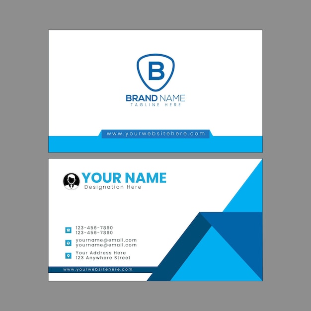 Professional Business Card Template. Blue Color Business Card Template. Unique Business Card