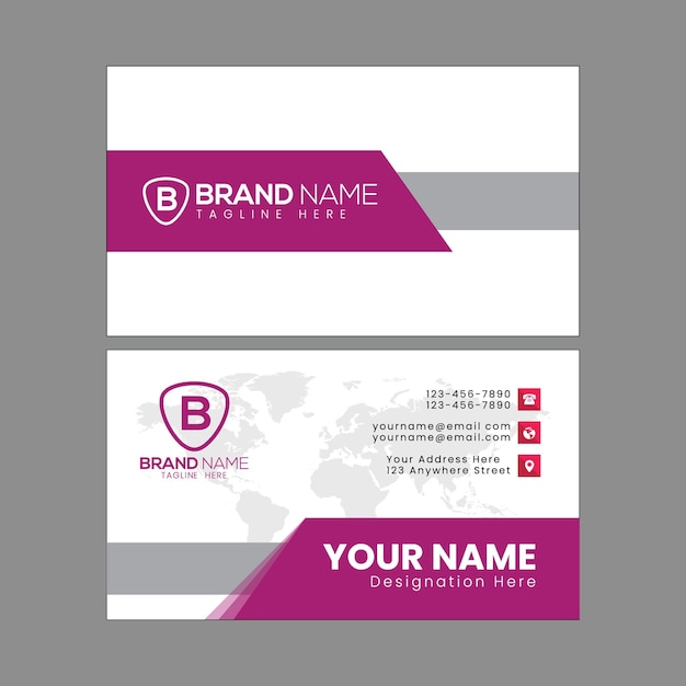 Professional business card template. purple color business card template