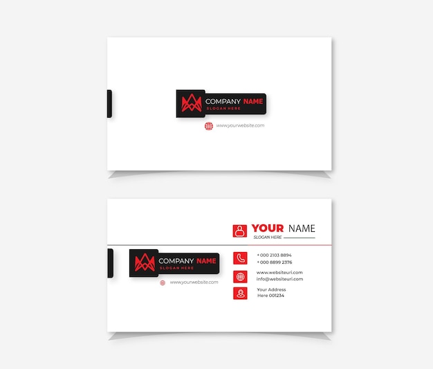 Professional business card template with red details
