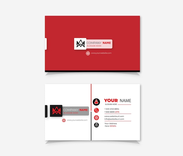 Professional business card template with red details