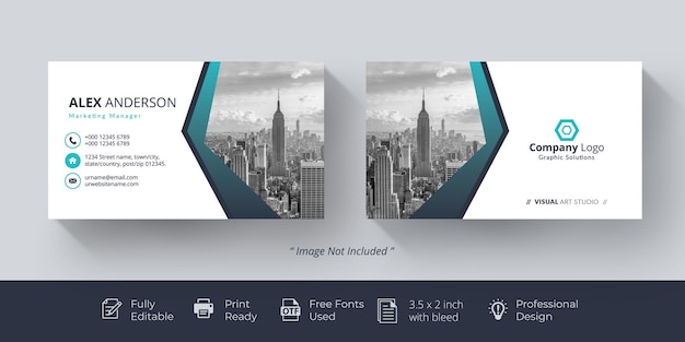 Vector professional business card with photo of city