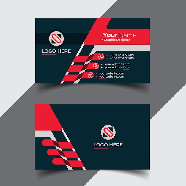 Professional business card with red and emerald green color