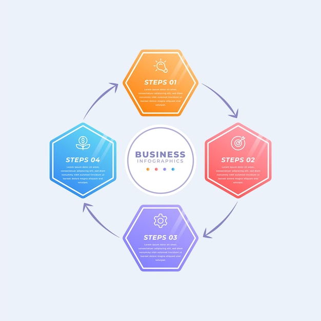 Professional business circular infographic template with four steps or optons
