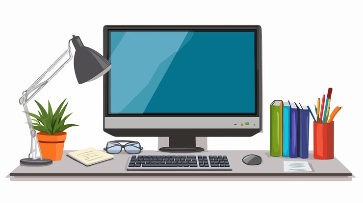 Vector professional business computer work cartoon vector illustration