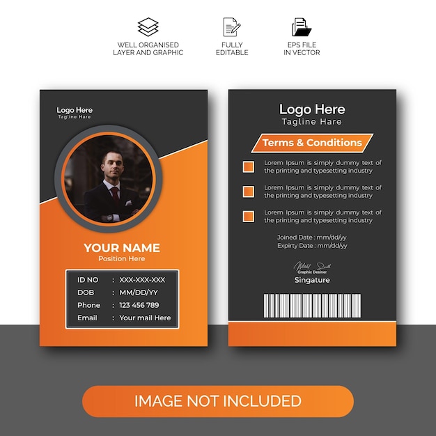 Professional business corporate id card template clean id card design with vector file