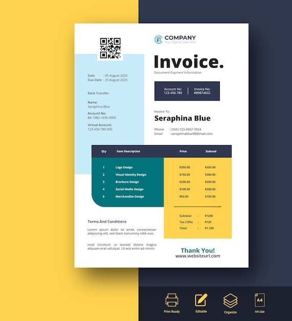 professional business invoice template design