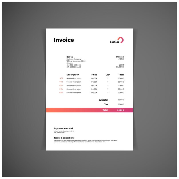 professional business invoice template design