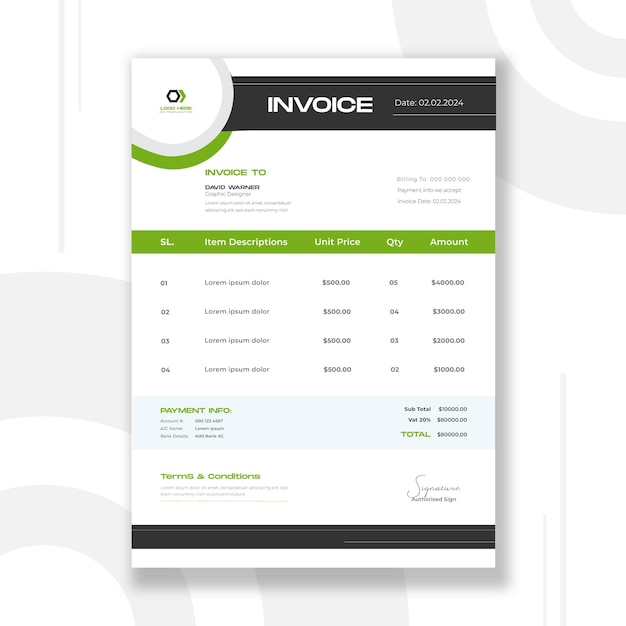 Professional business invoice template