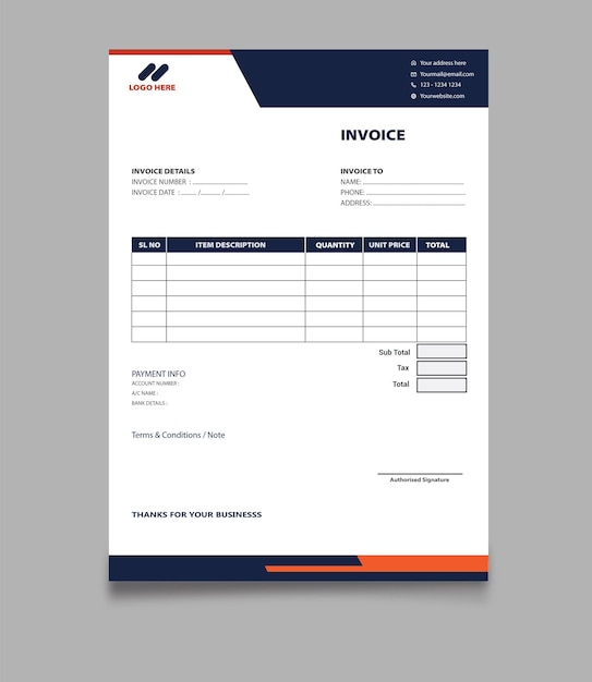 Vector professional business invoice template