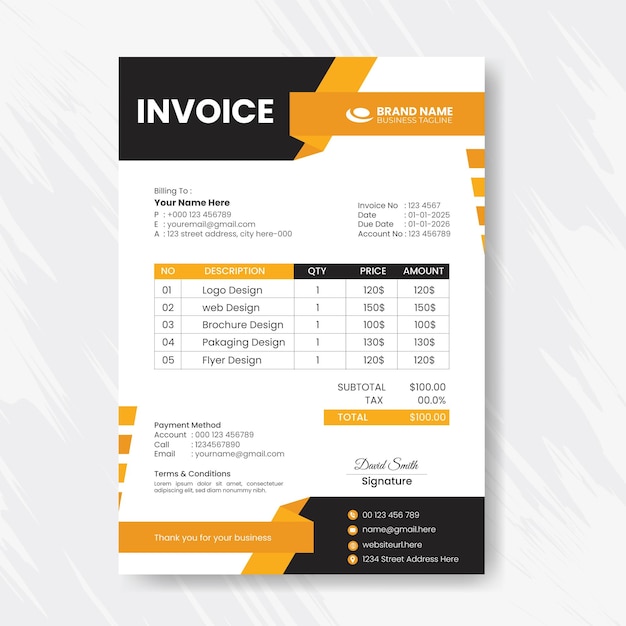 Professional business invoice template