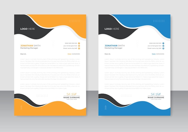 Professional business letterhead design template in a4 size