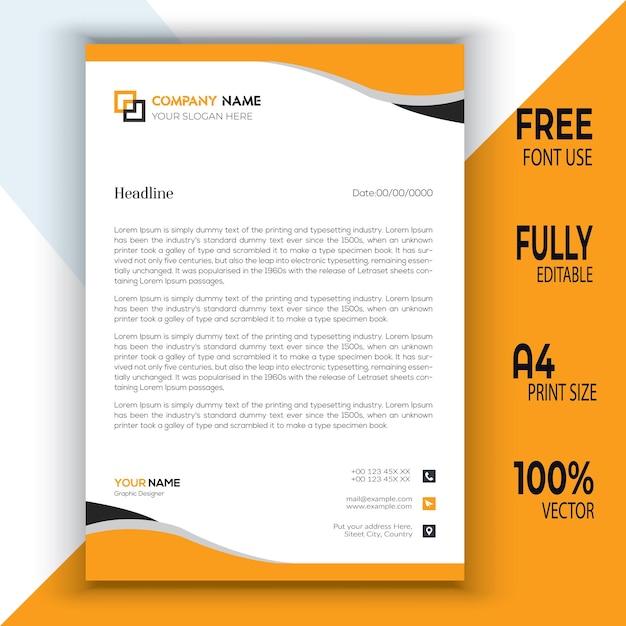 Professional business letterhead template flyer brochure design vector illustration