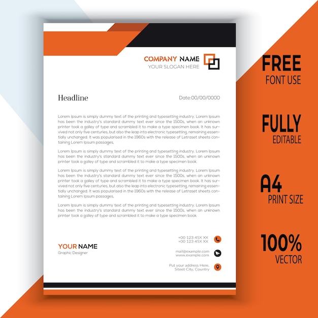 Professional business letterhead template flyer brochure design vector illustration