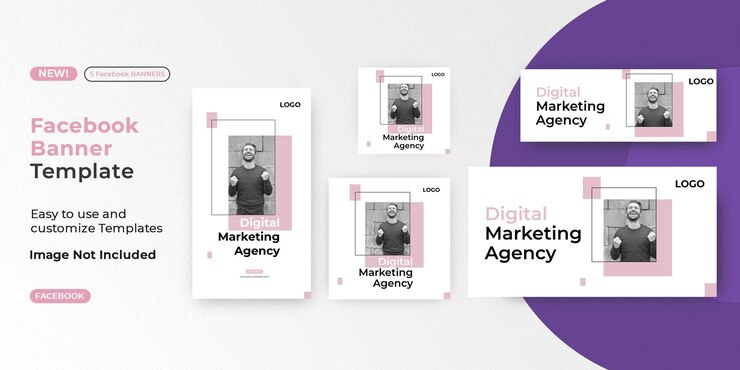 Vector professional business marketing agency facebook banners set