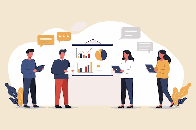 professional business meeting and presentation illustration