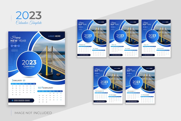 Vector professional business new year wall calendar design template 2023